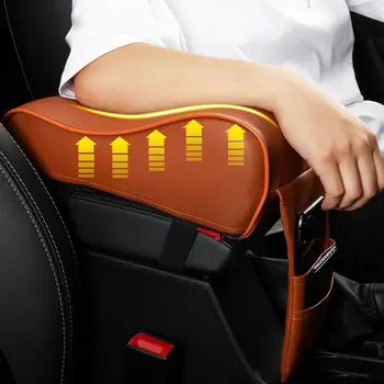 Универсальная кожаная накладка на автомобильный подлокотник, коврик для центральной консоли автомобиля с чехлом, карманная подушка, Автомобильное сиденье F4O0