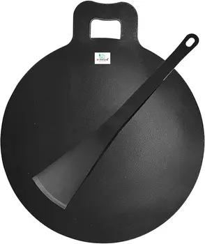 Утюг Dosa Tawa Кухонная посуда Dosa Kallu Большого размера Утюг Dosa Tawa - 14 Дюймов с качественной ручкой, черный