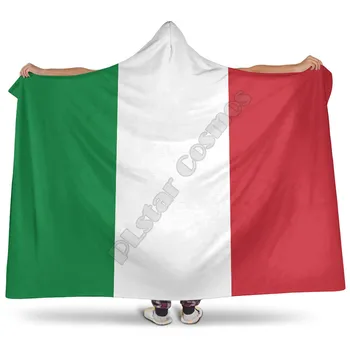 Флаг Италии/Кувейта/Исландии Одеяло с капюшоном с 3D принтом Для взрослых, красочное детское Шерп-Флисовое Носимое одеяло, Постельное белье из микрофибры