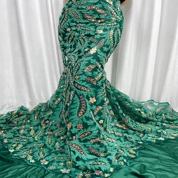 Французское Кружево Нигерийская Кружевная ткань Африканская Кружевная ткань ручной работы из бисера Свадебное вечернее платье Материал для шитья TS2628