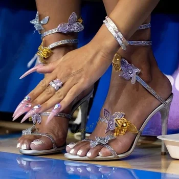 Хрустальный цветочный декор, Босоножки из бечевки, разноцветные Свадебные туфли для женщин, однотонные модные туфли на высоком каблуке 2023, Zapatillas Mujer