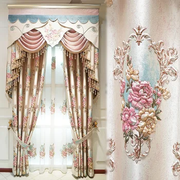 Элегантные роскошные шторы с тиснением в цветочек для гостиной, спальни, европейского барокко, Балдахин, шторы для раздвижных стеклянных дверей