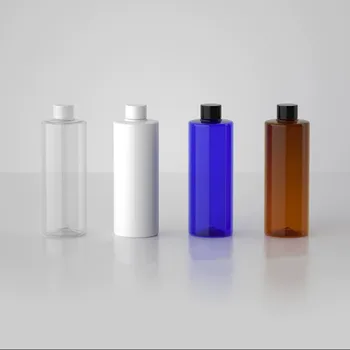 15 шт./лот, пластиковая бутылка объемом 500 мл, Пластиковая крышка, Прозрачная/белая/Синяя/Коричневая бутылка для образца лосьона, Пустой косметический контейнер для путешествий