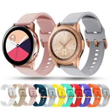20 мм 22 мм Силиконовый ремешок для Samsung Galaxy Watch 4/Actice 2/Huawei Watch GT Браслет с пряжкой из розового золота для Amazfit Bip