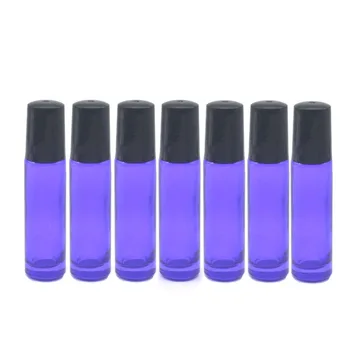 20 штук пустых 10 мл фиолетово-синих стеклянных флаконов с роликом для ароматизации эфирных масел
