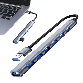 7-портовый разветвитель USB 3.0, высокоскоростной мультиразветвитель, USB-адаптер, кабель-расширитель для настольных ПК, адаптер для ноутбуков, USB-порты