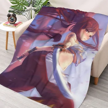 Erza Scarlet Fairy Tail Набрасывает одеяла, фланелевое ультра-мягкое теплое одеяло для пикника, покрывало на кровать