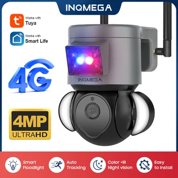 INQMEGA 4G Камера PTZ Камера Купольная 4MP Беспроводная GSM SIM-карта IP-Камера Безопасности Наружного Видеонаблюдения P2P IR Ночного Видения 30M