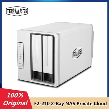 NAS-медиа-сервер TerraMaster F2-210 с 2 отсеками Персональное Облачное хранилище с подключением 1 ГБ оперативной памяти DDR4 с четырехъядерным процессором Сетевое (бездисковое)