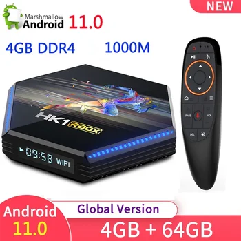 RBOX R2 Android 11,0 Smart TV Box 2,4G/5G Wifi RK3566 4G DDR4 64G 1000M 8K Медиаплеер Google Голосовой ассистент телеприставка