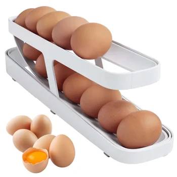 Автоматическая прокручивающаяся Подставка для яиц, Холодильник, Дозатор яиц, Коробка для хранения Яиц, Контейнер-Органайзер, Держатель для яиц, кухонный аксессуар