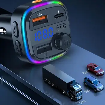 Автомобильный Bluetooth 5,0 FM-передатчик, Аудиоадаптер USB 3.1A, быстрое зарядное устройство, MP3-плеер, Динамик, Беспроводной автомобильный комплект громкой связи
