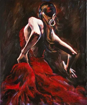 Декоративное Абстрактное искусство Испанская Танцовщица фламенко в красном платье, рисунок Маслом для гостиной, Украшение для дома на стену в спальне