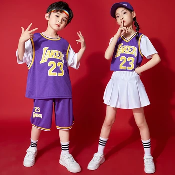 Детская концертная одежда в стиле хип-хоп, футболка для болельщиц, шорты, уличная одежда, баскетбольная форма для девочек, танцевальный костюм для мальчиков, одежда