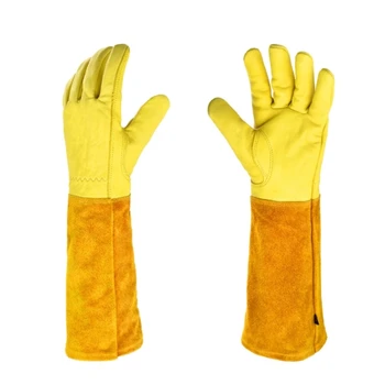 Длинные перчатки для обрезки для мужчин и женщин, профессиональная безопасность, дышащие и долговечные кожаные перчатки-рукавицы