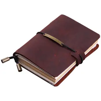 Записная книжка ручной работы, кожаный блокнот для путешествий для мужчин и женщин, идеально подходит для записей, подарков, путешественников, 5,2 x 4 дюйма