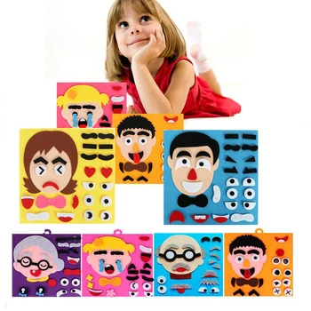 Игра-головоломка для изменения выражения эмоций детей, Поделки из фетровой ткани, наклейки, Игрушки, Обучающая игрушка Монтессори, Пазлы с Чертами лица
