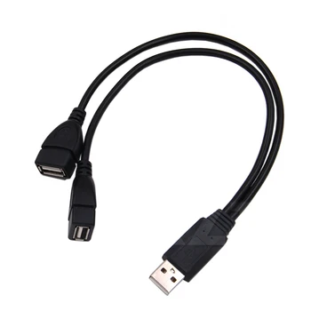 Кабель питания для зарядки через USB, удлинитель шнура, кабель USB 2.0 A, от 1 штекера до 2 двух USB-разъемов, концентратор данных, адаптация питания