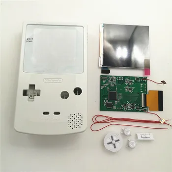 Комплект ЖК-экрана Len Super OSD Q5 из белого Стекла с предварительно вырезанным белым корпусом Для Game Boy Color GBC