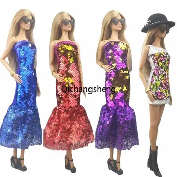 Кукольное платье с блестками 1/6 для Барби, Одежда для куклы Барби, Наряды, Вечернее платье, 11,5 