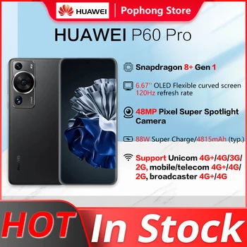 Мобильный Телефон HUAWEI P60 Pro 4G HarmonyOS 3,1 Snapdragon 8 + Gen 1 Восьмиядерный 6,67 Дюймовый OLED 88 Вт SuperCharge 48 Мп Тройные Камеры