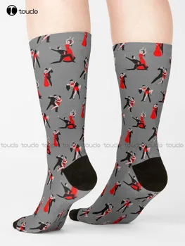 Носки для Танцующих пар, Черные носки для мужчин, Персонализированный подарок с цифровой печатью 360 °, Harajuku, Унисекс, Носки для взрослых, подростков, молодежи