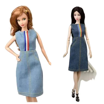 Повседневная одежда, Джинсовое Платье для Куклы Барби, Одежда, Наряд 11,5 