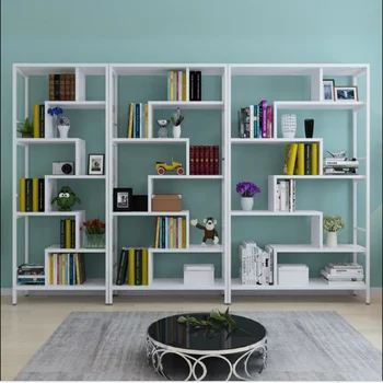 Полка для хранения, простой и современный комбинированный книжный шкаф, гостиная, спальня, витрина, креативная и простая сталь и дерево b