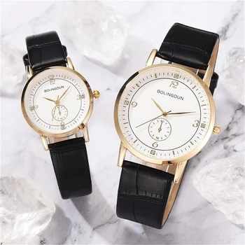 Простая пара ультратонких женских кварцевых часов с бриллиантами, модное черное повседневное кожаное женское платье, подарочные часы