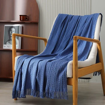 Простое и роскошное зимнее теплое одеяло для дивана из 100% хлопка с кисточками, покрывала для кроватей, мягкие, легкие, предварительно выстиранные, дышащие