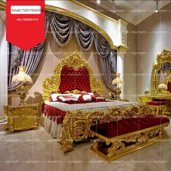 Роскошная кровать принцессы из массива дерева, резная ткань, европейская свадебная кровать из золотой фольги, двуспальная кровать может быть настроена по индивидуальному заказу