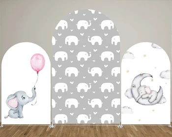Серый с рисунком слона в стиле мальчика, Арочный фон, чехлы для вечеринок, арочные панели, реквизит для украшения свадьбы, Дня рождения