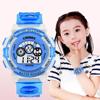 Электронные часы для детей, подростков, светящийся циферблат, водонепроницаемые многофункциональные наручные часы для мальчиков и девочек